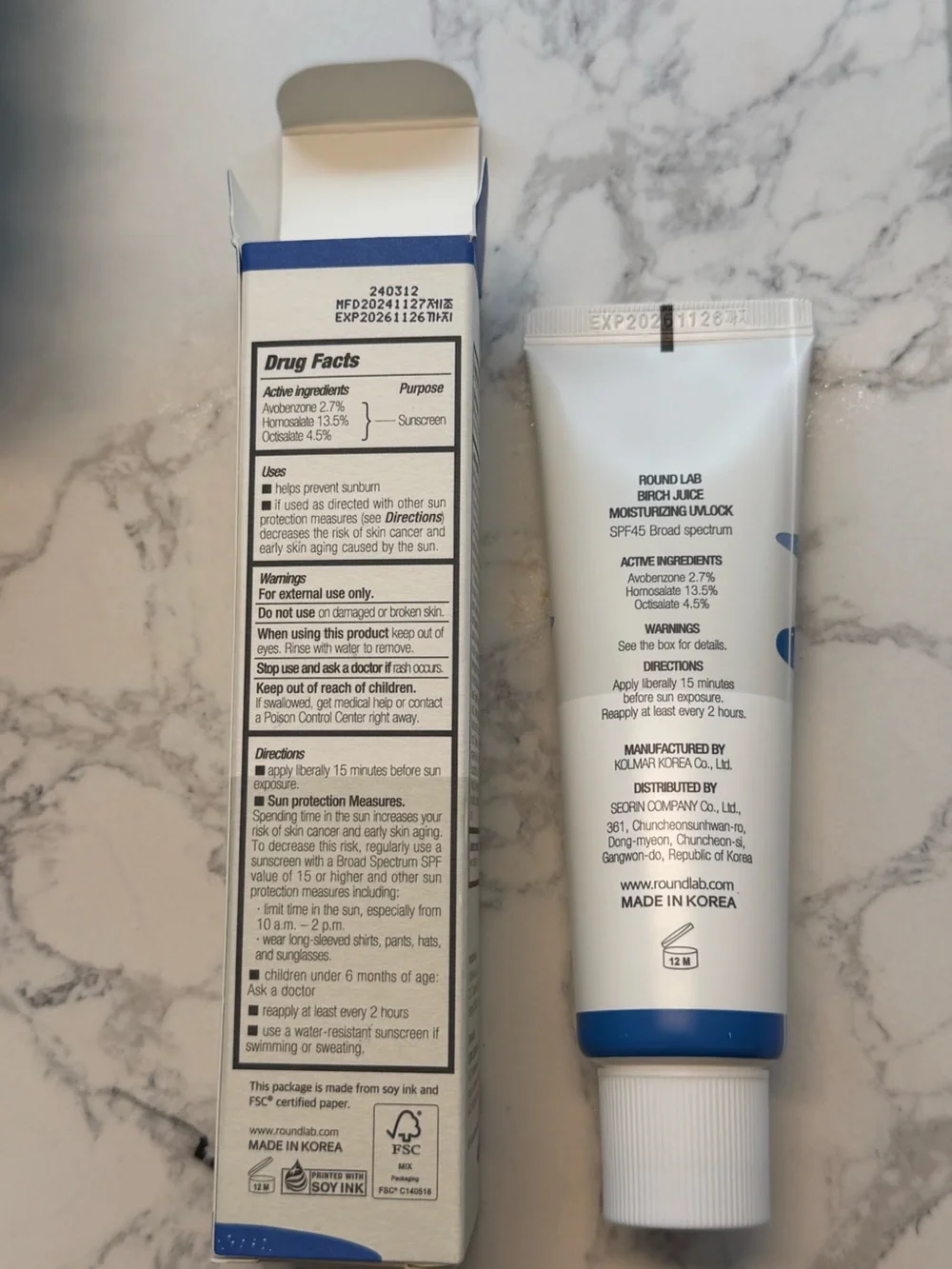 Round Lab Birch Juice Moisturizing UV Lock Sunscreen - White & Blue